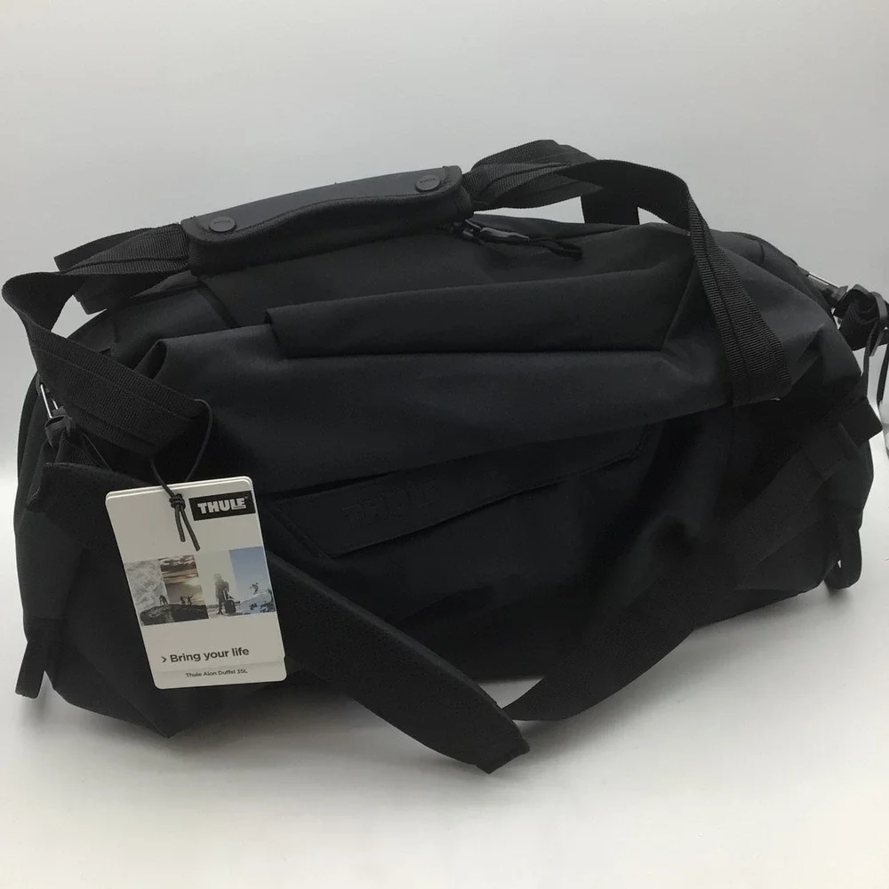 Thule Aion Duffel 35L Black Waxed Canvas Travel Bag Crossbody 3204725 NEW